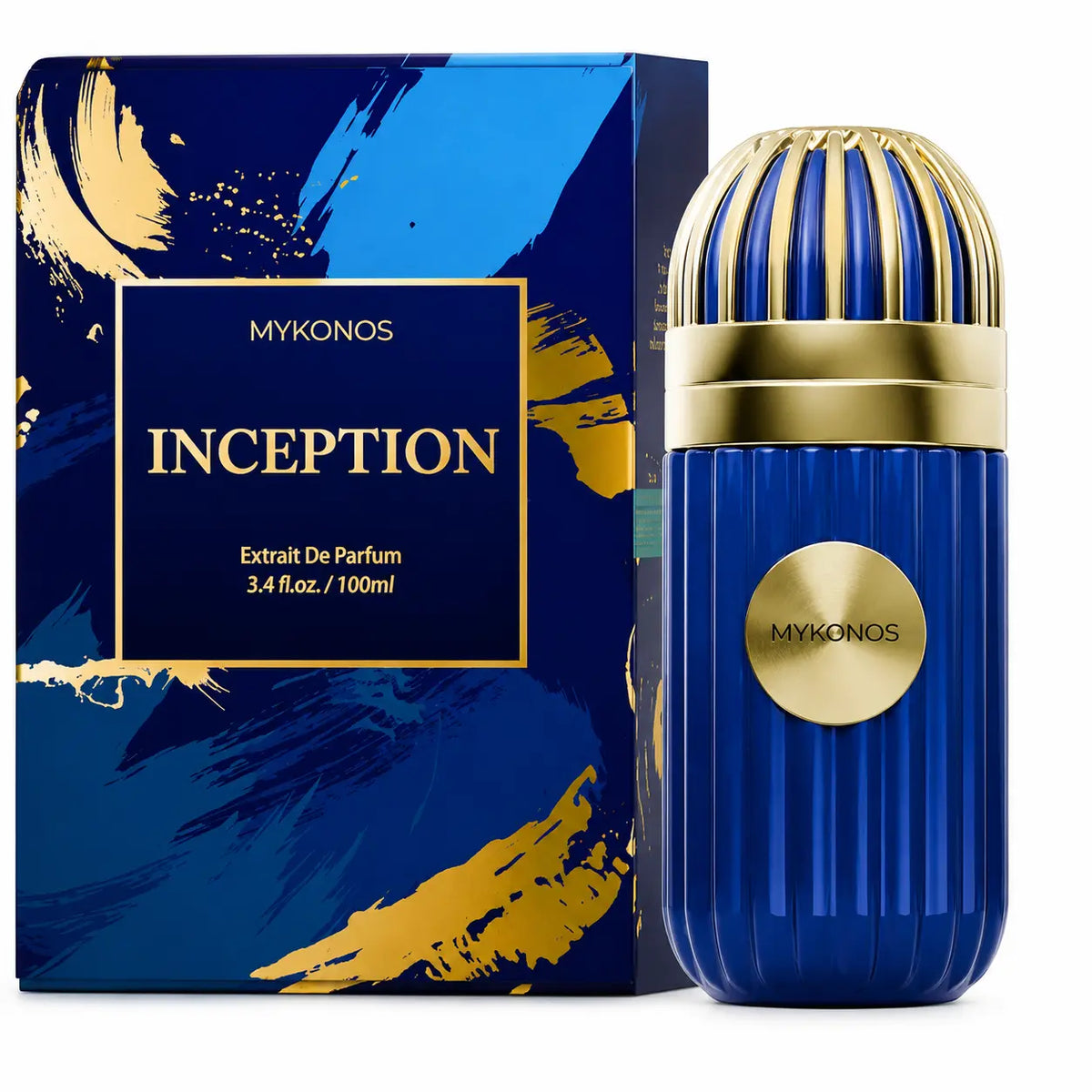 Mykonos Inception Extrait de Parfum 100ml perfume bottle – mystical spicy amber, velvety florals, and rich dark woody fragrance for men and women

