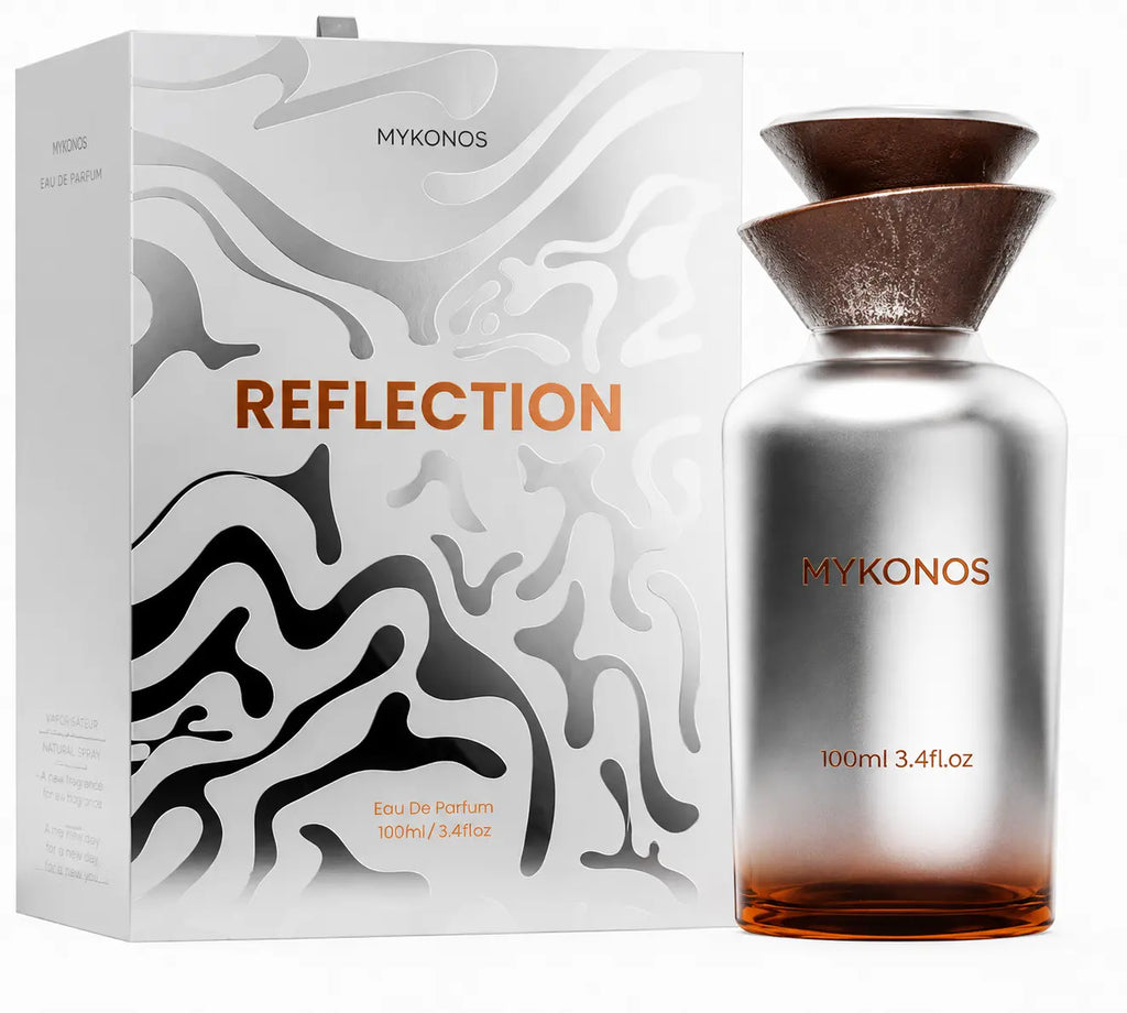 Reflection by Mykonos Extrait de Parfum 100ml with original packaging – clean floral aquatic, fresh linen, and delicate white musk fragrance for men and women
