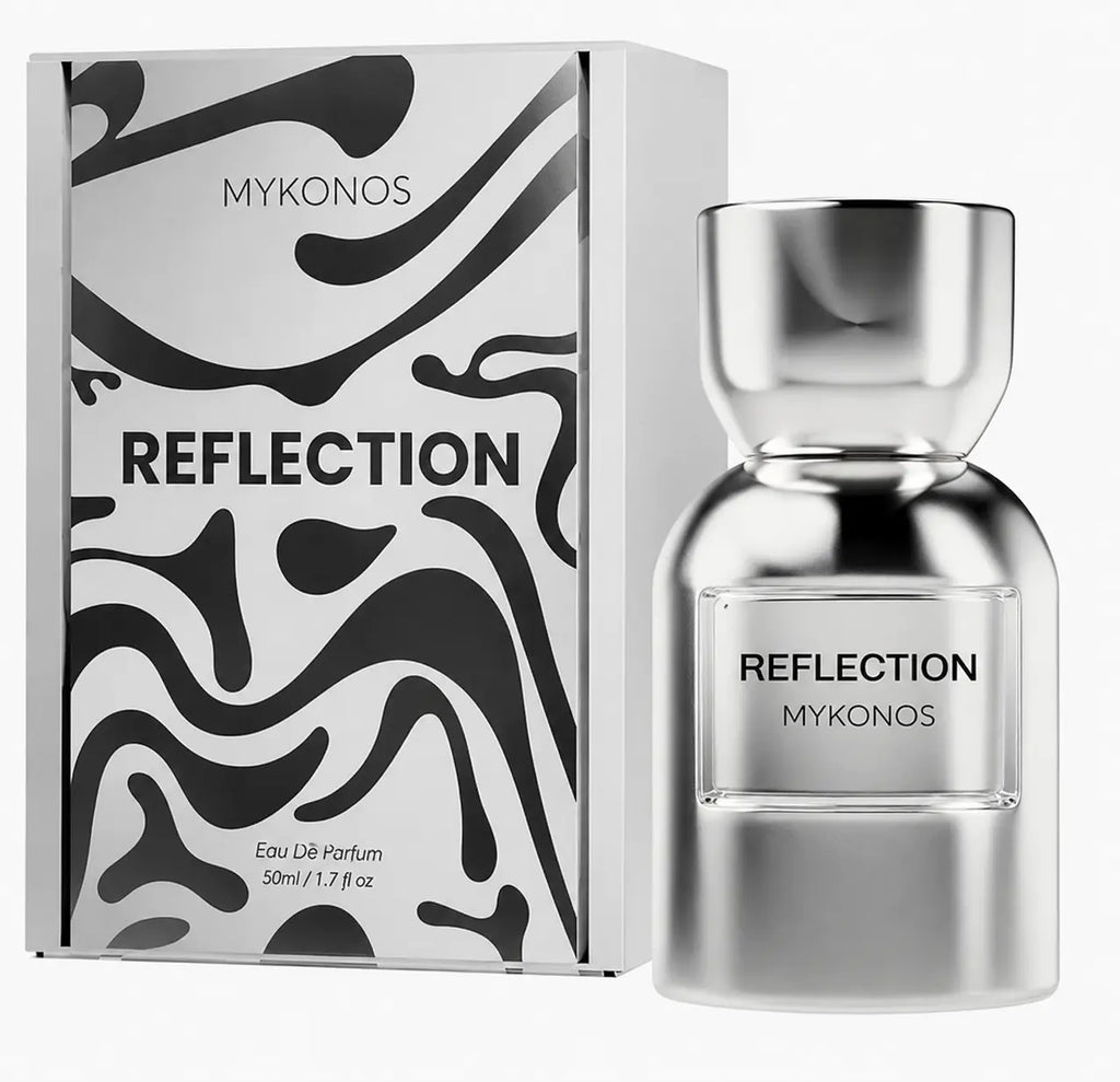 Reflection by Mykonos Extrait de Parfum 50ml with original packaging – clean floral aquatic, fresh linen, and delicate white musk fragrance for men and women
